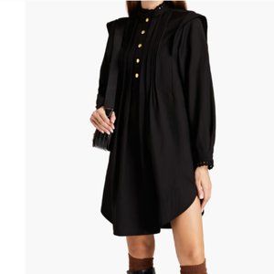 Chloé Mock-Neck Gabardine Long-Sleeve Shift Dress